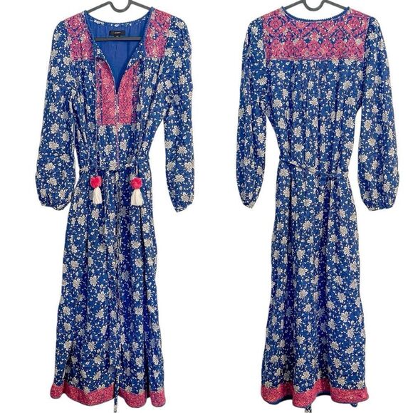 J Crew Cerulean Block Print Tulum Midi Dress XS - Picture 3 of 9